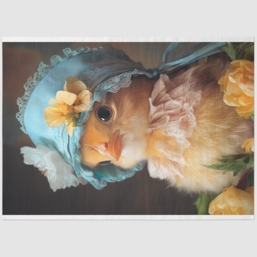 Schattige Chick Bonnet Spring Crafts Decoupage Tissuepapier (Voorkant)