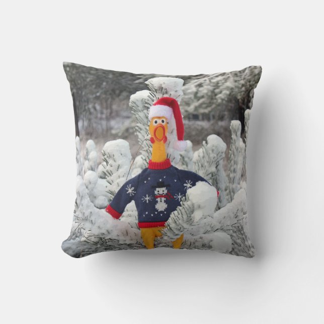 Schattige Chicken Winter Kerstmis Pillow! Kussen (Voorkant)