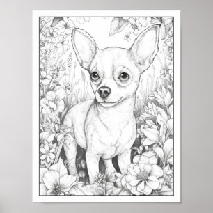 Schattige Chihuahua Dog Kleurend Poster