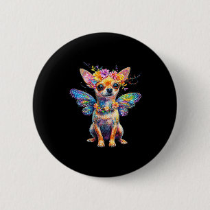 Schattige Chihuahua-hond Engel Met Vleugels Ronde Button 5,7 Cm
