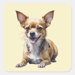 Schattige Chihuahua Hond Huisdier Hond Liefhebber Vierkante Sticker