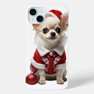 Schattige Chihuahua Kerstman iPhone 15 Mini Hoesje