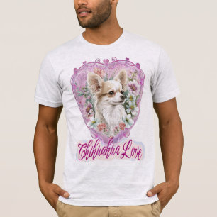 Schattige Chihuahua met roze bloemen T-shirt