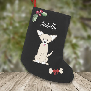Schattige Chihuahua Monogram Zwart Kleine Kerstsok