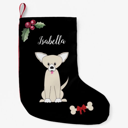 Schattige Chihuahua Monogram Zwart Kleine Kerstsok (Voorkant)