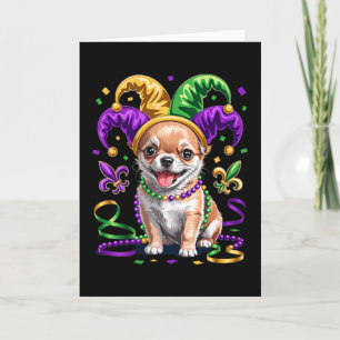 Schattige Chihuahua Puppy Mardi Gras Hondenliefheb Kaart
