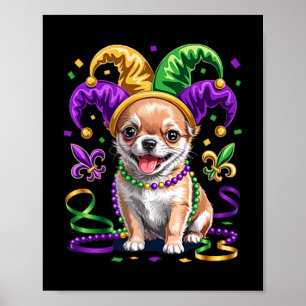 Schattige Chihuahua Puppy Mardi Gras Hondenliefheb Poster