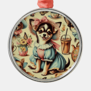 Schattige Chihuahua Puppy Schilderen Metalen Ornament