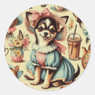 Schattige Chihuahua Puppy Schilderen Ronde Sticker
