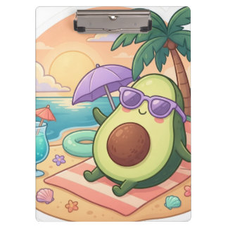 Schattige Chill Avocado op Strand Zomer Vakantie S Klembord