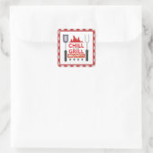 Schattige chill grill BBQ feest Vierkante Sticker (Tas)