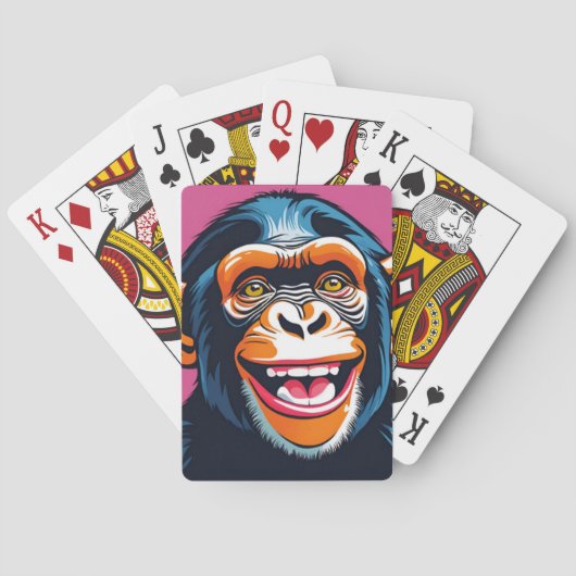 Schattige Chimpansee Lacht Pokerkaarten (Achterkant)