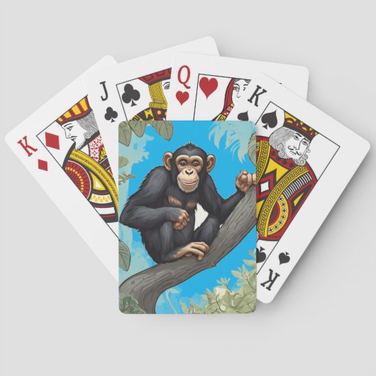 Schattige chimpansee pokerkaarten (Achterkant)