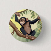 Schattige chimpansee ronde button 3,2 cm (Voorkant)
