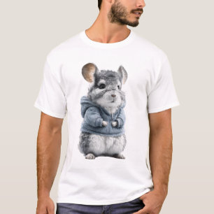 Schattige Chinchilla in Blauwe Hoodie T-shirt