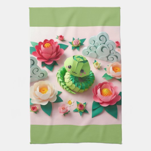 Schattige Chinees Nieuwjaar Slang 2025 KT1 Theedoek (Verticaal)