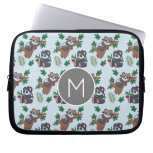 Schattige Chinese Panda's Patroon Monogram Laptop Sleeve