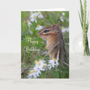Schattige Chipmunk in bloemen Feestdagen Kaart