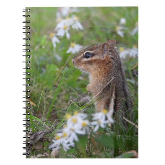 Schattige Chipmunk in bloemen Notitieboek (Voorkant)