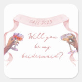 Schattige chique aangepaste bruidsmeisje voorstel vierkante sticker (Voorkant)
