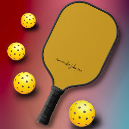 Schattige chique mosterdgeel monogram pickleball paddle