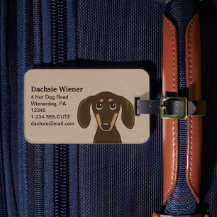Schattige Chocolade Dachshund Cartoon Weiner Dog Bagagelabel