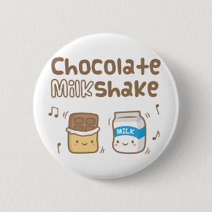 Schattige Chocolade Milkshake Doodle Voor Haar Ronde Button 5,7 Cm