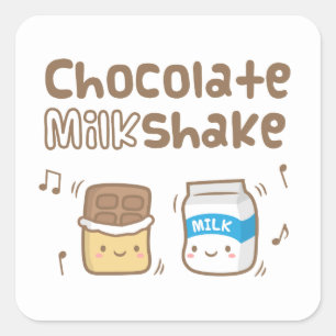 Schattige Chocolade Milkshake Doodle Voor Haar Vierkante Sticker
