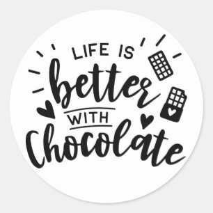 Schattige Chocolade Verslaafde Liefde Chocolade Fe Ronde Sticker