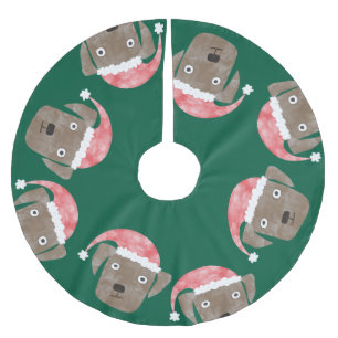 Schattige chocoladebruine Labradoedel hond met ker Kerstboom Rok