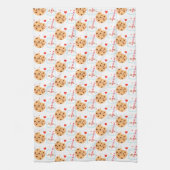 Schattige chocoladekoekje en melkglas theedoek (Verticaal)