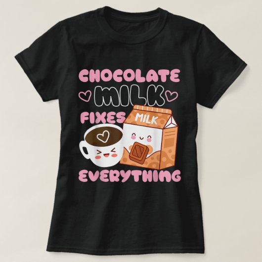 Schattige Chocolademelk Kawaii Ontwerp T-shirt (Design voorkant)