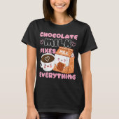 Schattige Chocolademelk Kawaii Ontwerp T-shirt (Voorkant)