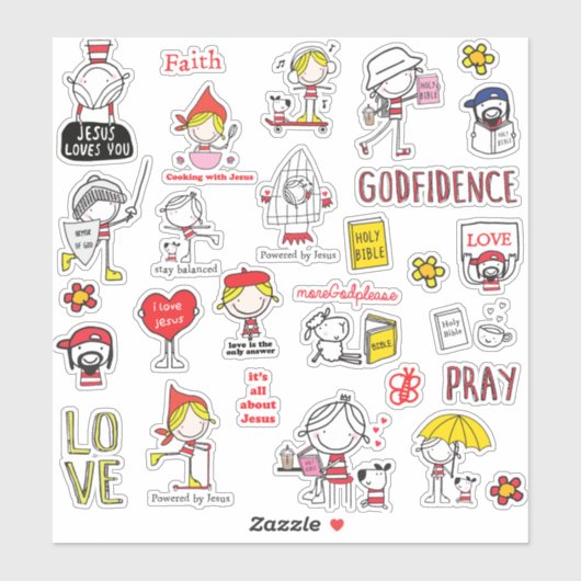 Schattige christelijke stickers (Vel)