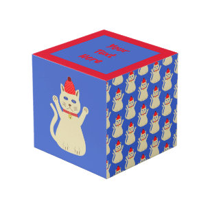 Schattige Christmas Cat Custom foto uploaden Kubus