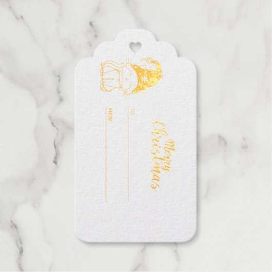 Schattige Christmas Cat Gift Label (Voorkant)