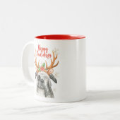 Schattige Christmas Dog Pug twee getinte Mok (Voorkant links)