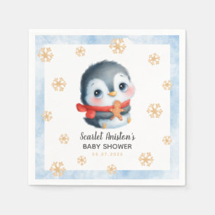 Schattige Christmas Penguin Baby shower Servet