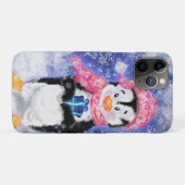 Schattige Christmas Penguin iPhone Case (Achterkant (horizontaal))