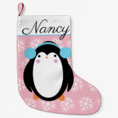 Schattige Chubby Penguin met Snowflakes Kleine Kerstsok (Voorkant)
