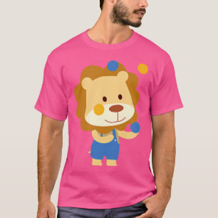 Schattige Circus Leeuw Clown Jongleren met Oranje T-shirt