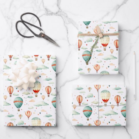 Schattige Circus Luchtballon Hearts Baby shower Kw Inpakpapier Vel (Voorkant)