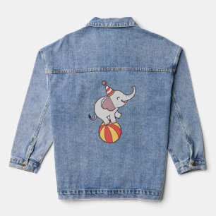 Schattige Circus Olifant op Bal – Verjaardagsfeest Denim Jacket