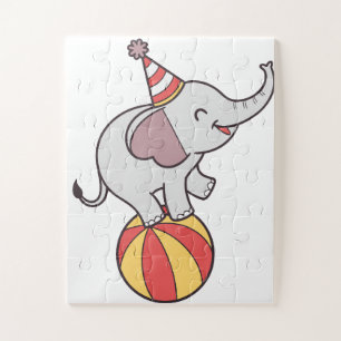 Schattige Circus Olifant op Bal – Verjaardagsfeest Legpuzzel