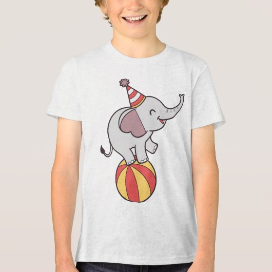 Schattige Circus Olifant op Bal – Verjaardagsfeest Tri-Blend Shirt (Voorkant)
