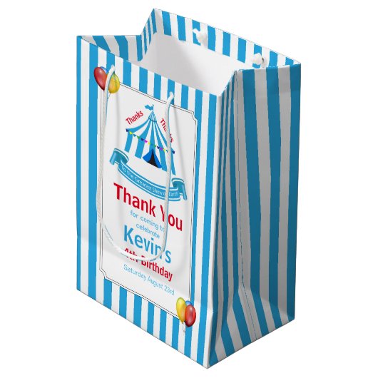 Schattige Circus Verjaardagsfeest Dank u Medium Cadeauzakje (Voorkant Gekanteld)