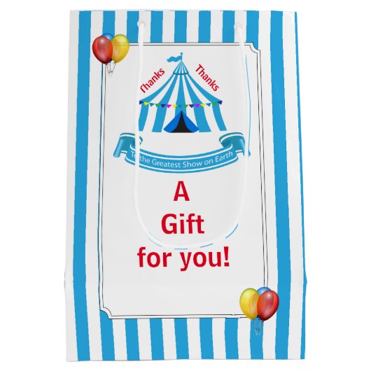 Schattige Circus Verjaardagsfeest Dank u Medium Cadeauzakje (Achterkant)