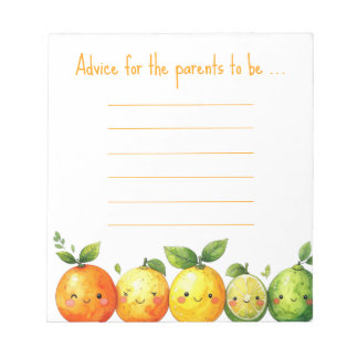 Schattige Citrus Vrucht Baby Shower Advies voor Ou Notitieblok