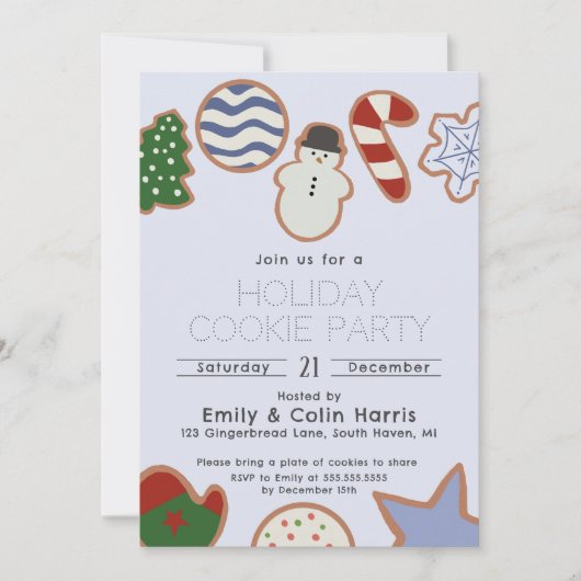 Schattige Classic Hand Drawn Christmas Cookie Part Kaart (Voorkant)