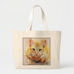 Schattige close-up Cat Afbeelding bevestigen Grote Tote Bag